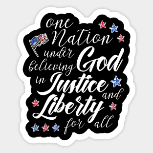 nation under believing god 4th of July outfit Sticker